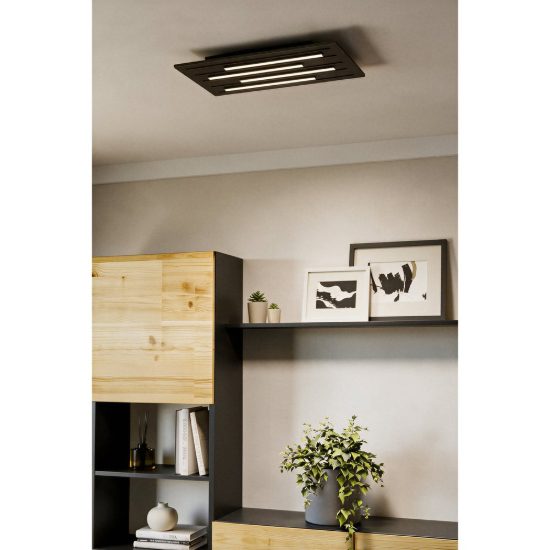Eglo pitrignani z plafoniera led 120w rgb 2700k 6500k dimmerabile nero opaco