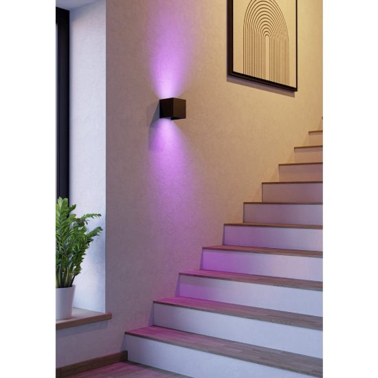Eglo calpino z lampada da parete per esterno led 7w rgb 2700k 6500k ip55 dimmerabile con controllo smart nero opaco