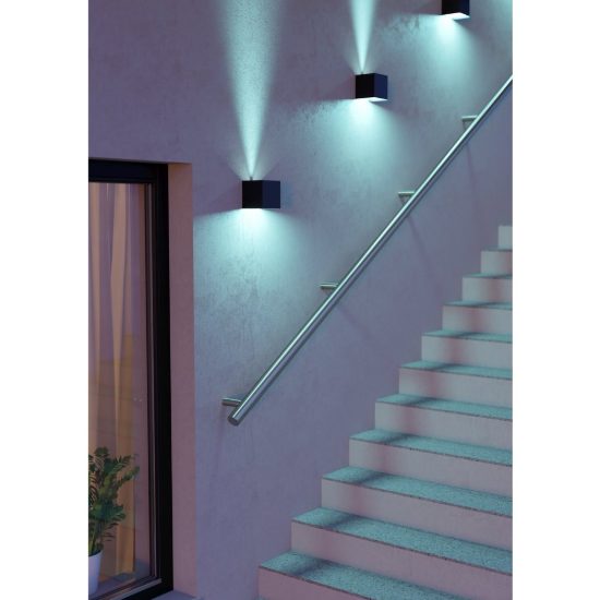 Eglo calpino z lampada da parete per esterno led 7w rgb 2700k 6500k ip55 dimmerabile con controllo smart nero opaco