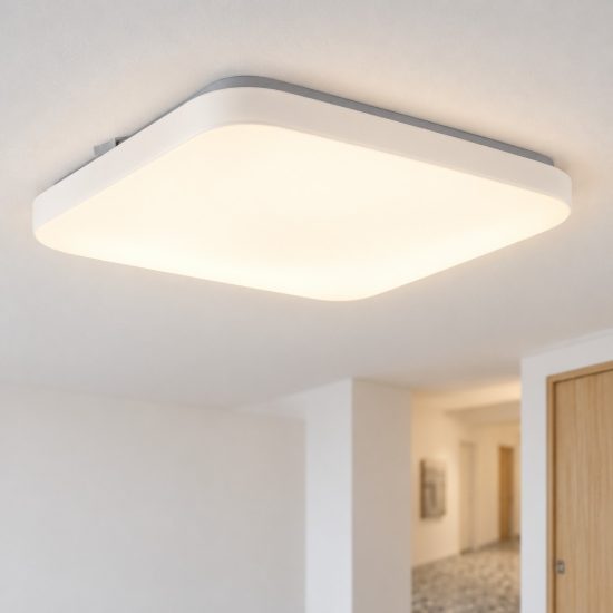 Eglo frania plafoniera led 10w 3000k 28cm moderna quadrata bianca