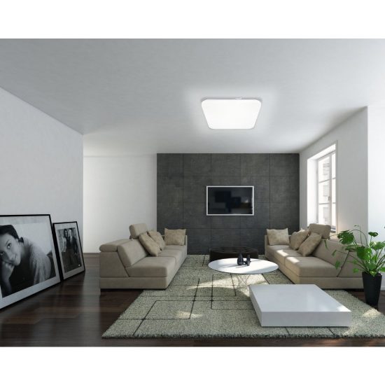 Eglo frania plafoniera led 10w 3000k 28cm moderna quadrata bianca