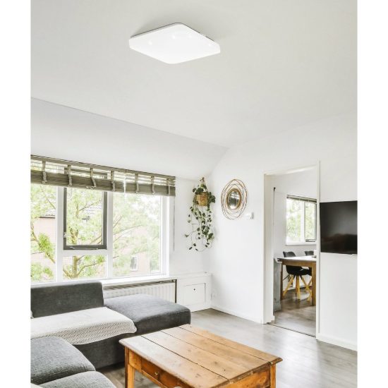 Eglo frania plafoniera led 33w 3000k 43cm moderna quadrata bianca