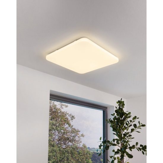 Eglo frania plafoniera led 50w 3000k 53cm moderna quadrata bianca