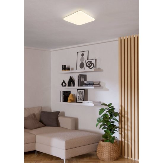Eglo frania plafoniera led 50w 3000k 53cm moderna quadrata bianca