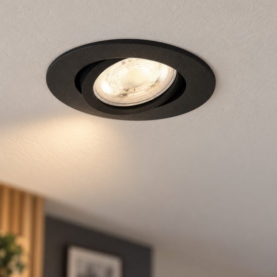 Eglo saliceto z faretto per cucina nero da incasso led 4.7w rgb 2700k 6500k dimmerabile con controllo smart
