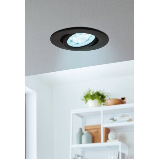 Eglo saliceto z faretto per cucina nero da incasso led 4.7w rgb 2700k 6500k dimmerabile con controllo smart