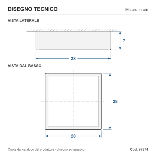 Eglo frania plafoniera led 10w 3000k 28cm moderna quadrata bianca