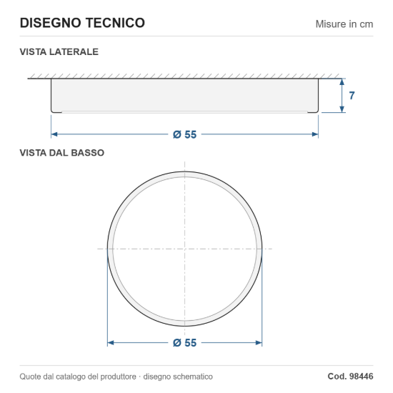 Eglo frania plafoniera led 50w 3000k 55cm moderna rotonda bianca