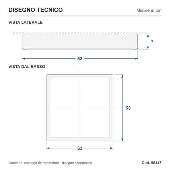 Eglo frania plafoniera led 50w 3000k 53cm moderna quadrata bianca