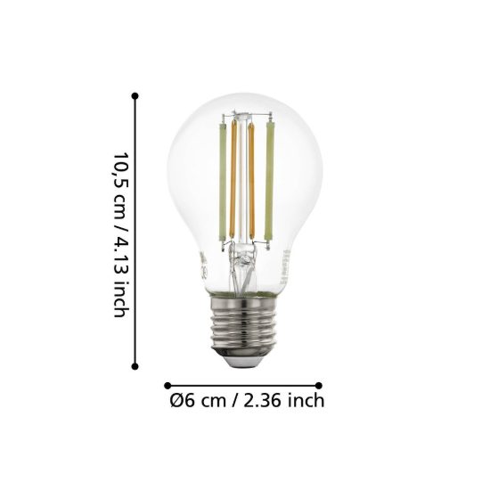 Eglo connect z lampadina trasparente led 8w cct 2200k 6500k e27 6cm dimmerabile