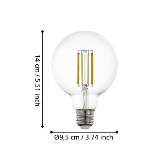 Eglo connect z lampadina trasparente led 8w cct 2200k 6500k dimmerabile con controllo smart