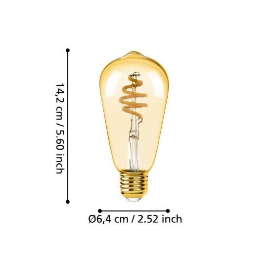 Eglo lampadina connect z lampadina led 7w cct 2200k 6500k e27 6.4cm dimmerabile con controllo smart ambrata