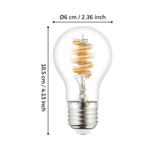 Eglo lampadina connect z lampadina trasparente led 7.5w rgb 3000k dimmerabile con controllo smart