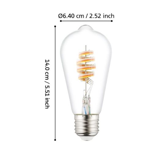 Eglo connect z lampadina trasparente vetro led 7.5w rgb 3000k e27 dimmerabile