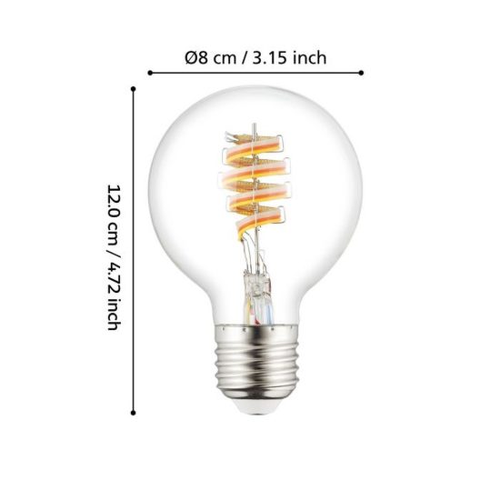 Eglo lampadina connect z lampadina trasparente led 7w rgb 3000k e27 8cm dimmerabile