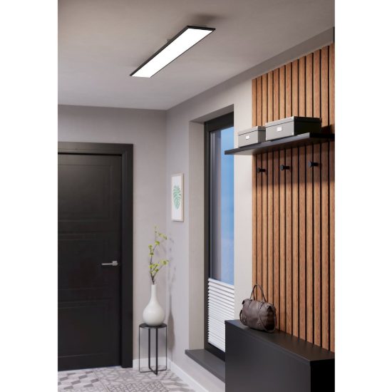 Eglo moradillo z plafoniera nera led 28w rgb 2700k 6500k dimmerabile con telecomando
