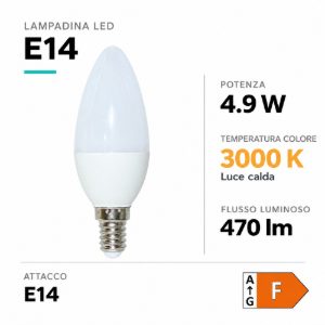 Life lampadina led e14 4,9w 3000k 470lm candela bianco ottica 290