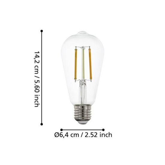 Eglo connect z lampadina trasparente led 8w cct 2200k 6500k e27 6.4cm h14cm dimmerabile