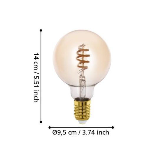 Eglo connect z lampadina led 7w cct 2200k 6500k e27 9.5cm dimmerabile con controllo smart ambrata