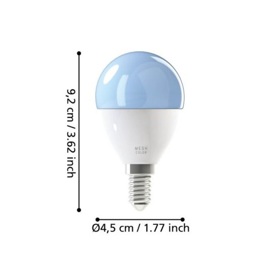 Eglo connect z lampadina sferica led 4.9w rgb 2700k 6500k e14 dimmerabile