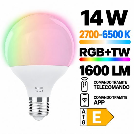 Eglo connect z lampadina globo led 14w rgb 2700k 6500k e27 dimmerabile