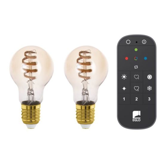 Eglo lampadina connect z set 2 lampadine led 2x7w cct 2200k 6500k e27 dimmerabili ambrate