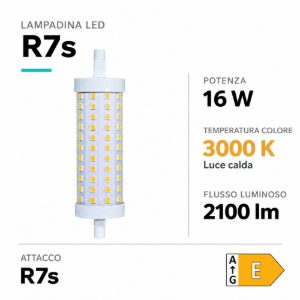 Life lampadina r7s led 16w 3000k 118mm 2100lm ottica 320