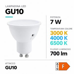 Life lampadina led gu10 7w cct 3000k 4000k 6500k 700 lumen ottica 100