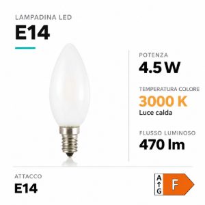 Life lampadina led e14 4,5w 3000k 470lm vetro milky