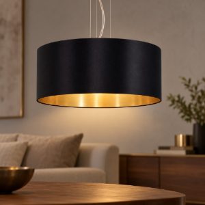 Eglo maserlo lampadario a sospensione 3 luci moderno nichel opaco per soggiorno