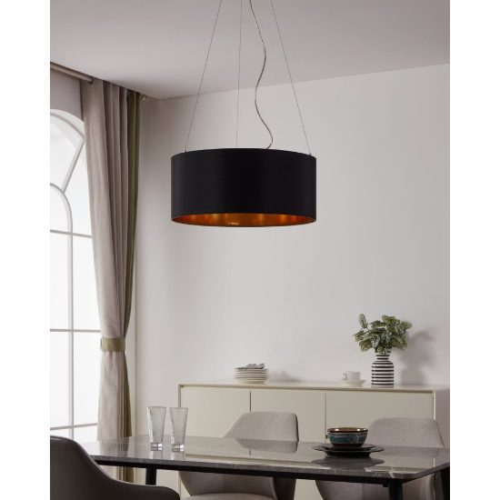 Eglo maserlo lampadario a sospensione 3 luci moderno nichel opaco per soggiorno