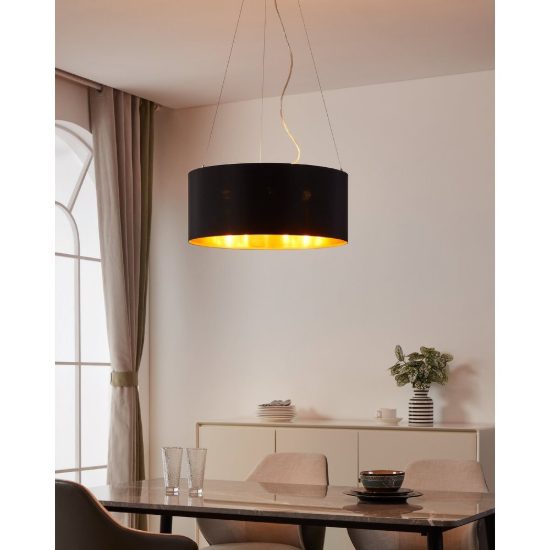 Eglo maserlo lampadario a sospensione 3 luci moderno nichel opaco per soggiorno