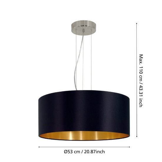Eglo maserlo lampadario a sospensione 3 luci moderno nichel opaco per soggiorno