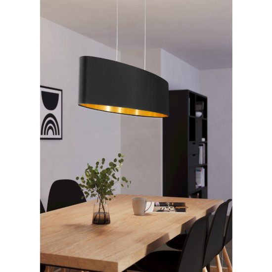 Eglo maserlo lampadario a sospensione 2 luci nichel opaco per sala da pranzo