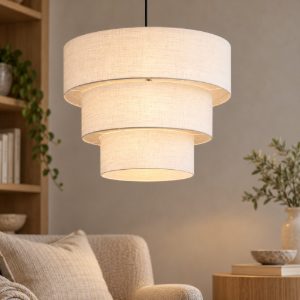 Eglo parogno lampadario moderno per sala da pranzo cilindro tessuto nero a sospensione