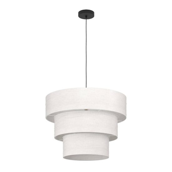 Eglo parogno lampadario moderno per sala da pranzo cilindro tessuto nero a sospensione