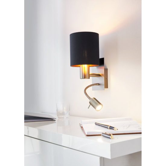 Eglo pasteri applique per comodino camera da letto led 3.8w 3000k nichel opaco
