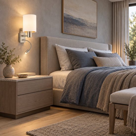 Eglo pasteri applique per comodino camera da letto led 3.8w 3000k nichel opaco paralume bianco