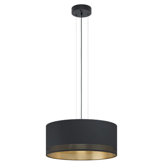 Eglo esteperra lampadario per sala da pranzo nero a sospensione 3 luci