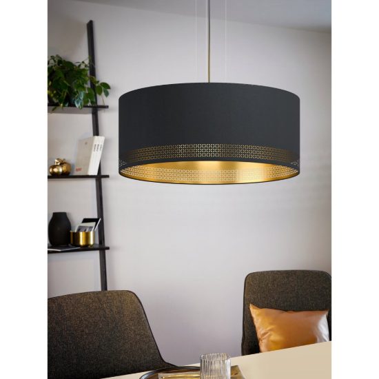 Eglo esteperra lampadario per sala da pranzo nero a sospensione 3 luci