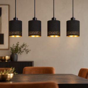 Eglo esteperra lampadario per sala da pranzo nero a sospensione 4 luci