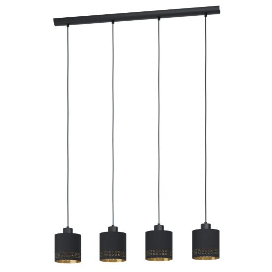 Eglo esteperra lampadario per sala da pranzo nero a sospensione 4 luci
