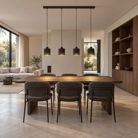 Eglo esteperra lampadario per sala da pranzo nero a sospensione 4 luci