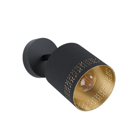 Eglo esteperra applique per comodino camera da letto cilindrica nera 12cm