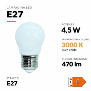 Life lampadina led minisfera e27 4,5w 3000k 470lm milky vetro bianco