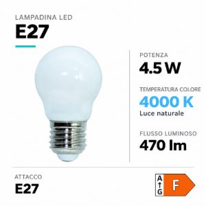 Life lampadina mini sfera led e27 4,5w 4000k vetro bianco milky
