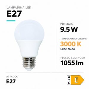 Life lampadina led e27 9,5w 3000k goccia 1055lm bianca ottica 280