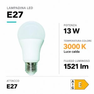 Life lampadina e27 led 13w 3000k 1521lm 290 goccia 39.920315c30