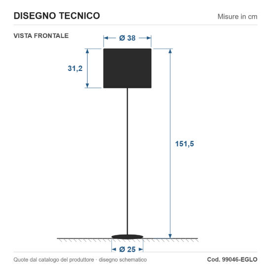 Eglo maserlo 1 piantana moderna per soggiorno cilindro nera