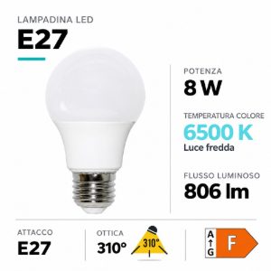 Lampadina life e27 led 8w 6500k 806 lumen ottica 310